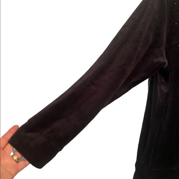 Style & Co Black Velour Hoodie Track Suit with Rhinestone Accents - Picture 7 of 15